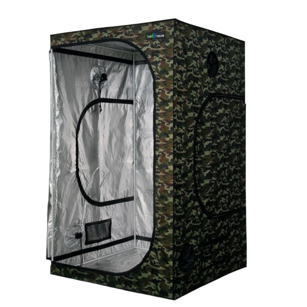 SunStream 48"x48"x80" Hydroponic Camouflage Grow Tent for Indoor Planting, 4X4 FT with Reflective Mylar, Observation Window and Floor Tray
