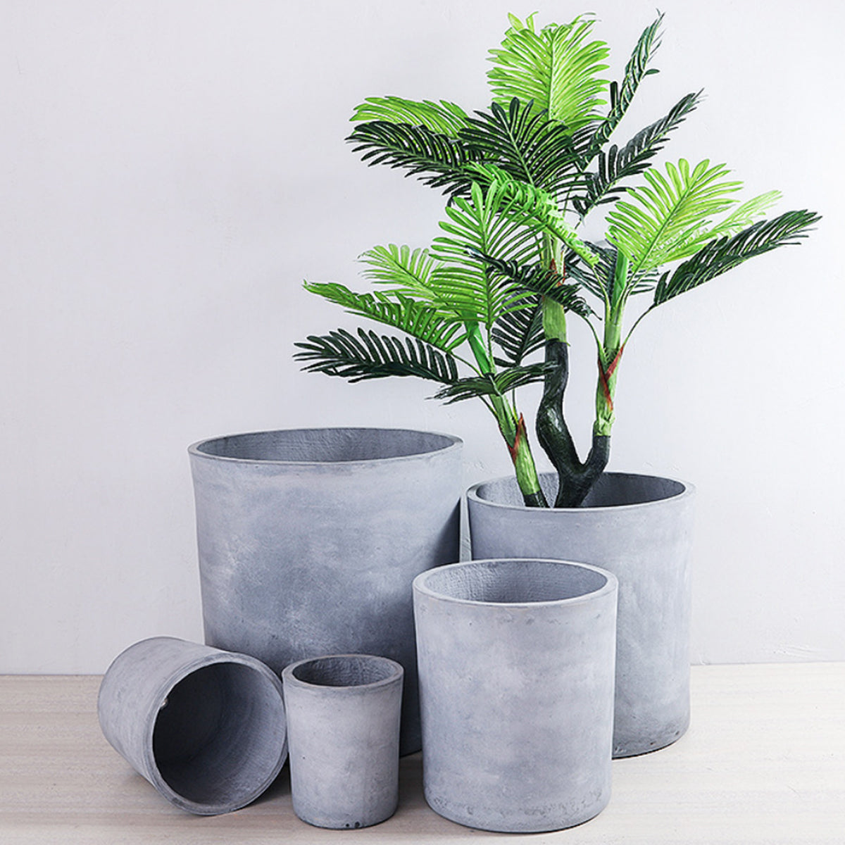 Sunstream 7-13 Inches 3 Sets New Mganeisum Flowerpot,Degradable, Light-weight, and Durable Material, Concrete Grey