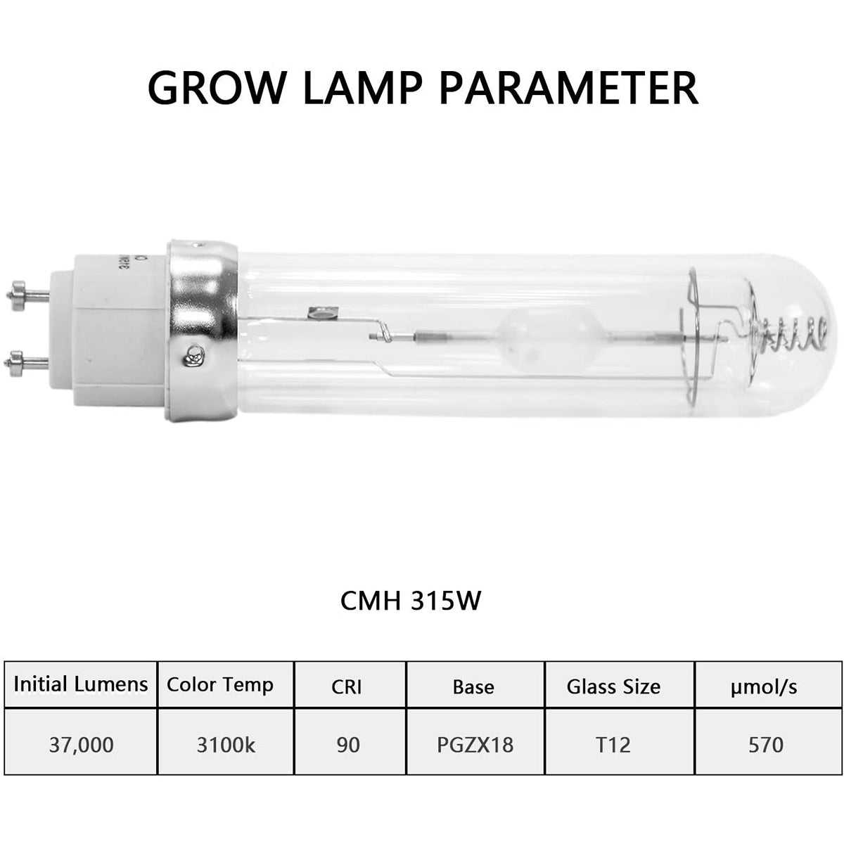 SunStream CMH 315W Ceramic Metal Halide Grow Light Fixture, ETL Listed, High-Reflectivity Vega Aluminum Hood, 120/240V Ballast