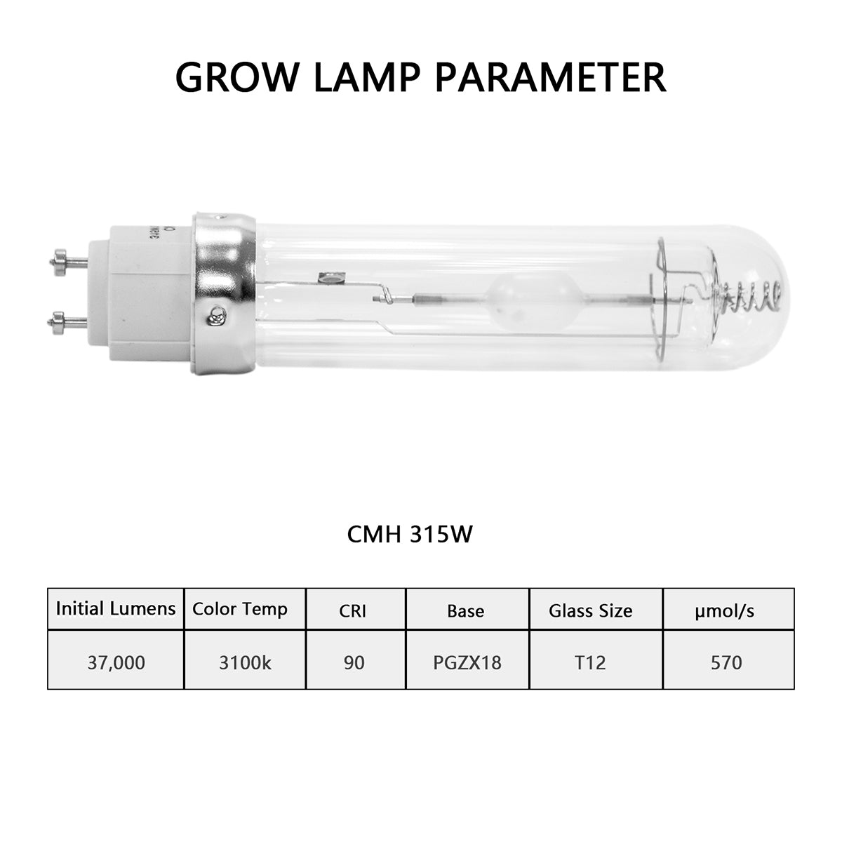 SunStream 315 watt CMH Grow Light Bulb Ceramics Metal Halide Growing Light 3100K Flowering Superior Master Color CDM and Extreme Low Heat