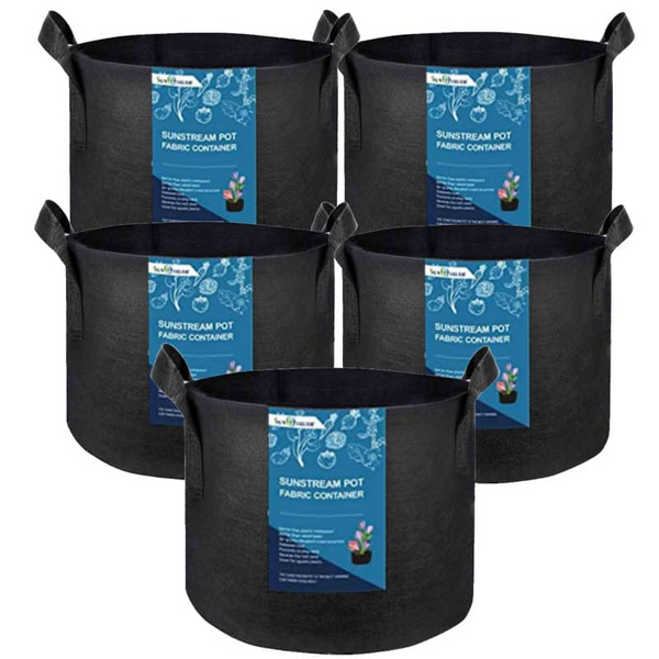 SunStream 5-Pack Nonwoven Potato Grow Bags, Heavy-Duty & Breathable for Healthier Plants - Indoor/Outdoor Multipurpose Vegetable and Bonsai Pots with Handles