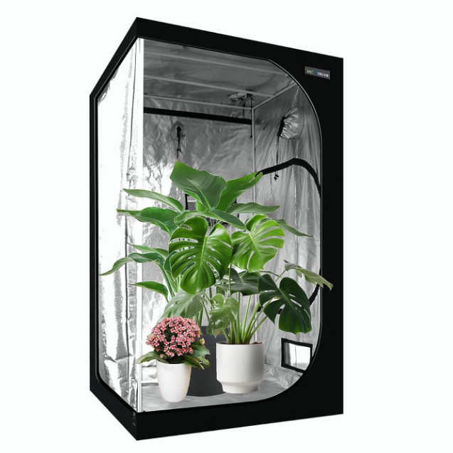 SunStream Hydroponic Grow Tent for Indoor Plant Growing, Lightproof with Highly Reflective Mylar Observation Window and Floor Tray