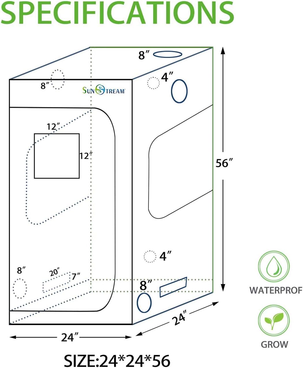 SunStream Hydroponic Camouflage Grow Tent for Indoor Planting, 4X4 FT with Reflective Mylar, Observation Window and Floor Tray