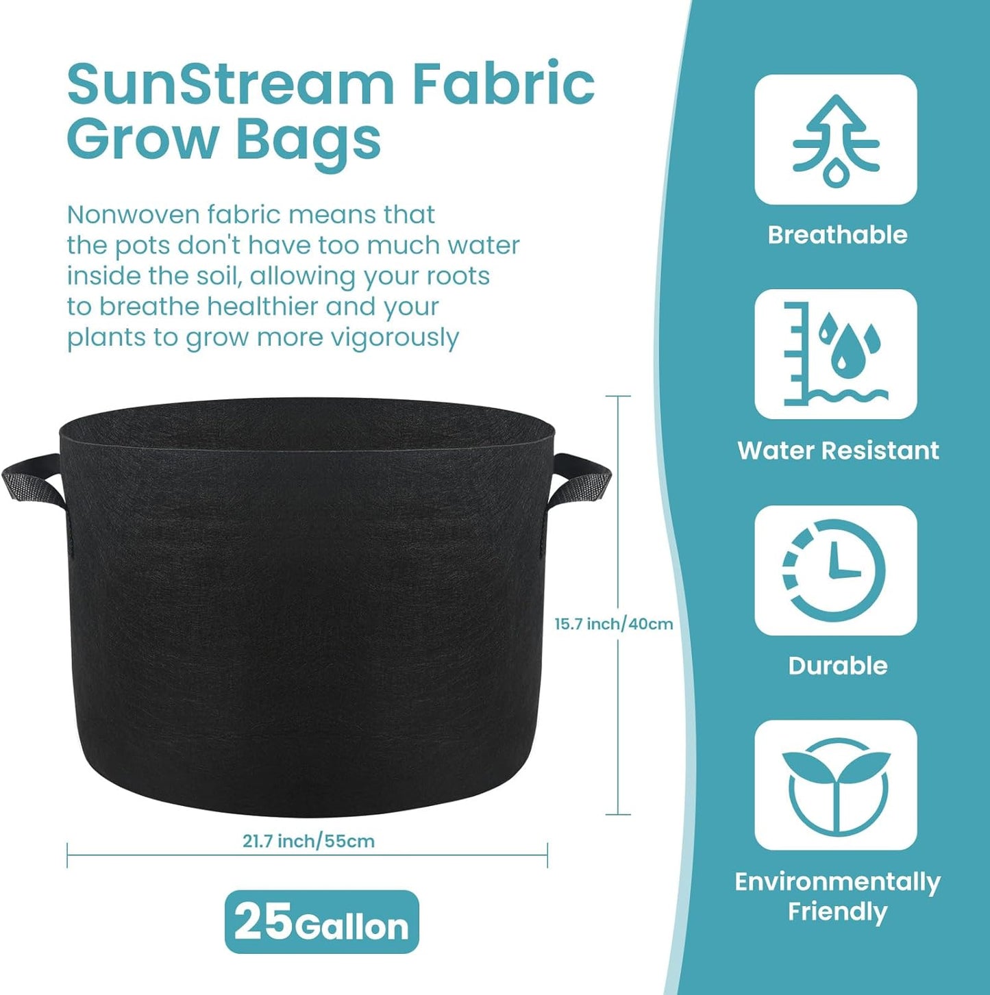 10 Packs Nonwoven Grow Bags, Heavy-Duty & Breathable for Healthier Plants - Indoor/Outdoor Multipurpose Vegetable and Bonsai Pots with Handles