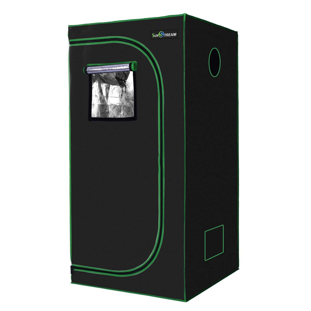 SunStream Hydroponic Green Grow Tent for Indoor Plant Growing, 4X4 FT with Premium 600D Canvas, Observation Window and Floor Tray