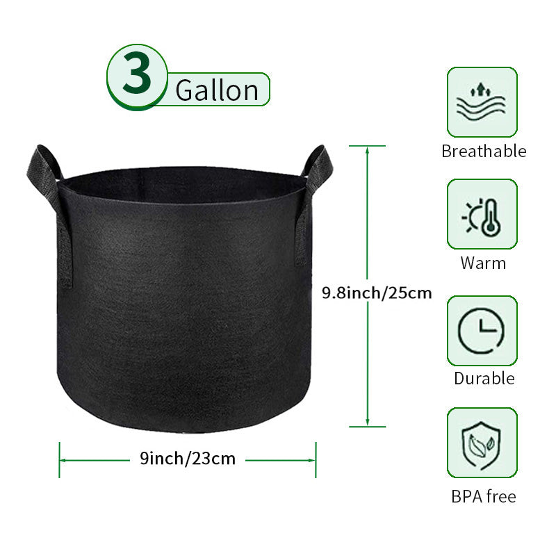 10 Packs Nonwoven Grow Bags, Heavy-Duty & Breathable for Healthier Plants - Indoor/Outdoor Multipurpose Vegetable and Bonsai Pots with Handles