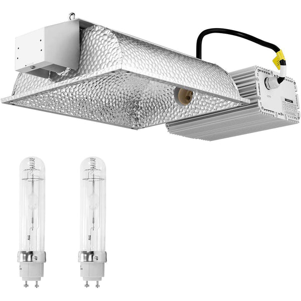 SunStream 630W (2x315W) CMH/CDM Grow Light Fixture - 120V/240V Dual-Bulb System with 2x315W 3100K Bulbs, 10ft Power Cord & German Reflector