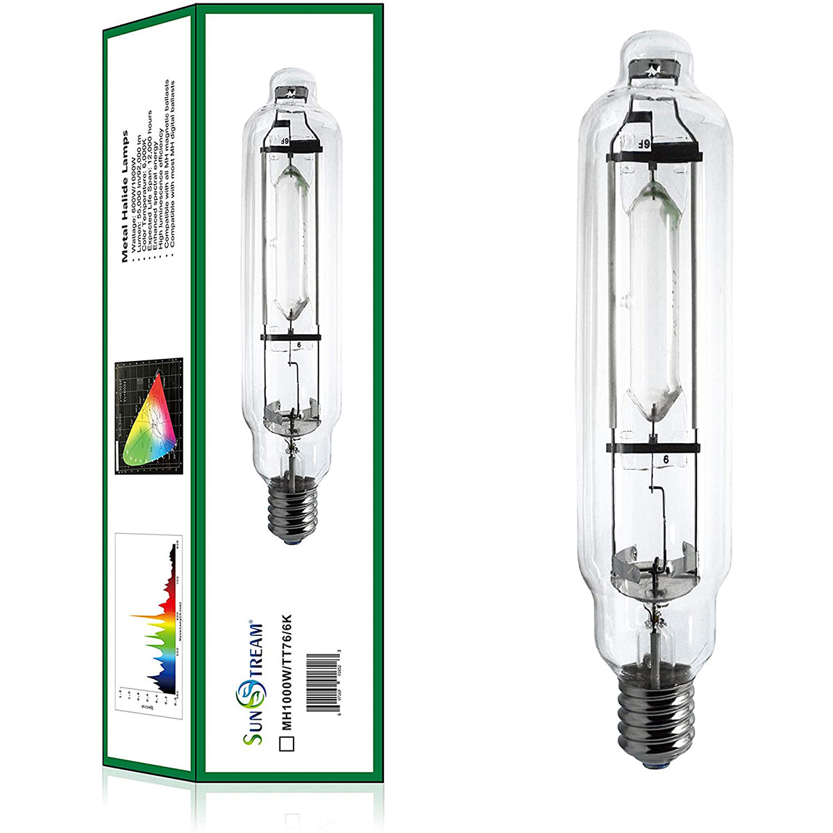 SunStream 1000w Single Ended MH Grow Light Bulb with High PAR for Digital Ballast (1000W SE MH)