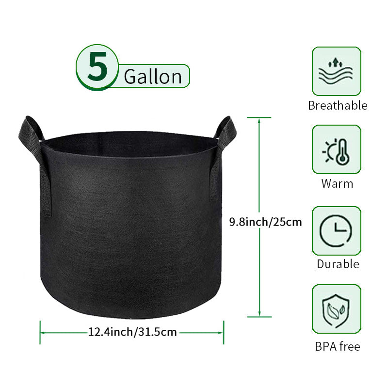 10 Packs Nonwoven Grow Bags, Heavy-Duty & Breathable for Healthier Plants - Indoor/Outdoor Multipurpose Vegetable and Bonsai Pots with Handles