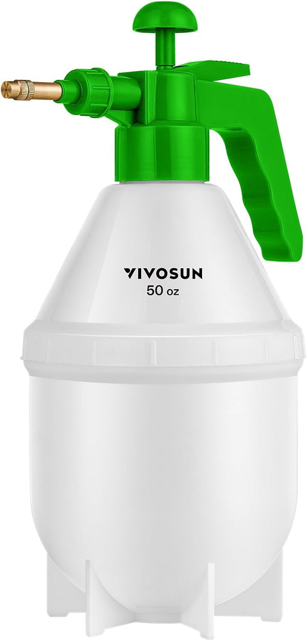VIVOSUN 0.4 Gallon Handheld Garden Pump Sprayer, 50 oz Gallon Lawn & Garden Pressure Water Spray Bottle with Adjustable Brass Nozzle, for Plants and Other Cleaning Solutions