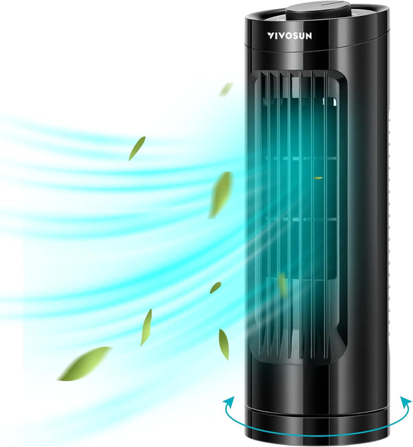 VIVOSUN 13'' Tower Fan, Bladeless Desk Fan with 3 Speeds and 70° Oscillation, Portable and Compact, Quiet Cooling Fan for Home and Office