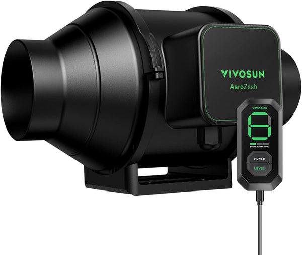 VIVOSUN AeroZesh S4 4-inch 208 CFM Inline Duct Fan with E12 Speed Controller, Entirely Programmable PWM-Controlled EC Fan for Grow Tent Ventilation