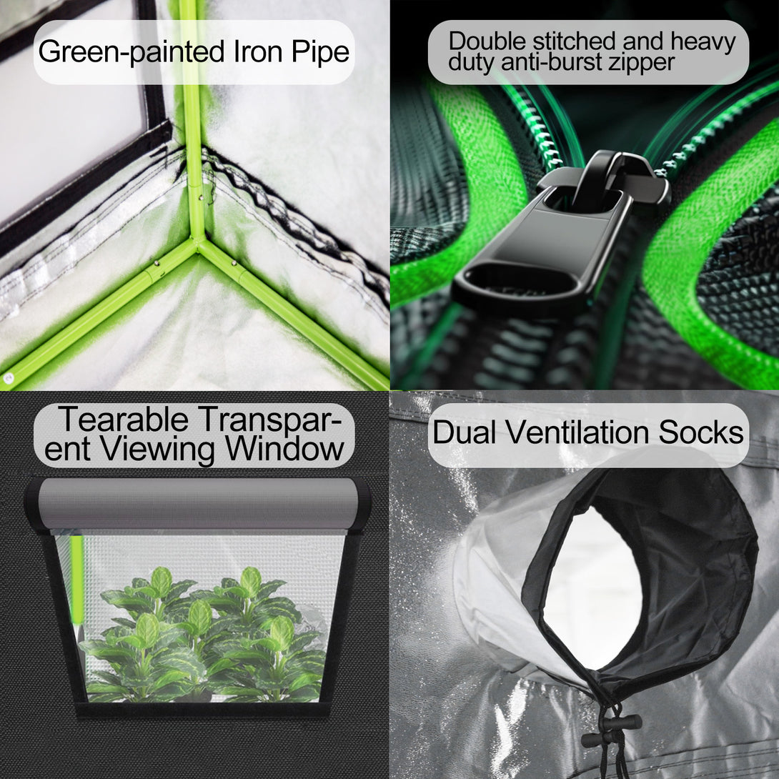 SunStream Hydroponic Green Grow Tent for Indoor Plant Growing, 4X4 FT with Premium 600D Canvas, Observation Window and Floor Tray