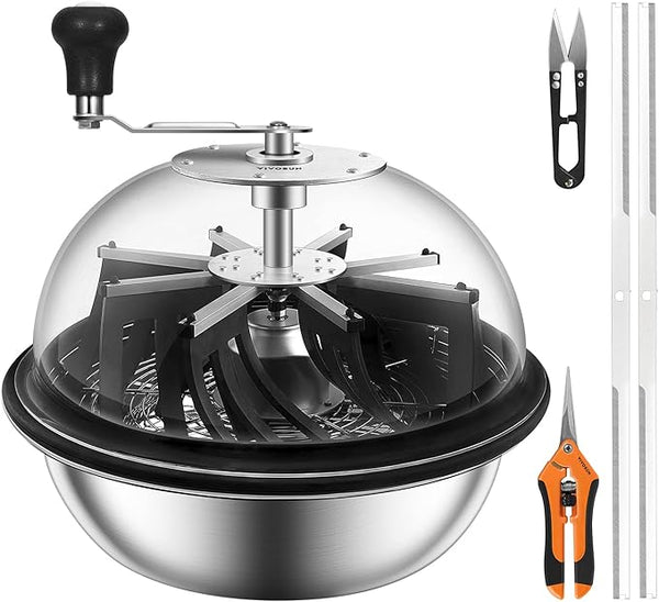 VIVOSUN 16 inch Bud Leaf Bowl Trimmer- Clear Visibility Dome, Sharp Stainless Steel Blades for Spin Cut & Solid Metal Gear Box, Hand Pruner Included