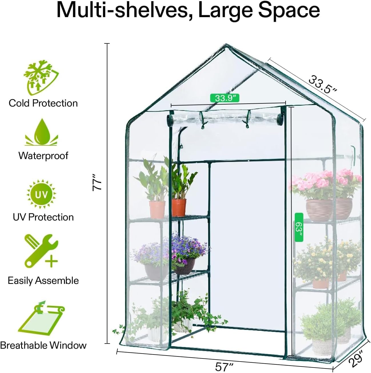 VIVOSUN 57 x 29 x 77-Inch Mini Walk-in Greenhouse with Windows