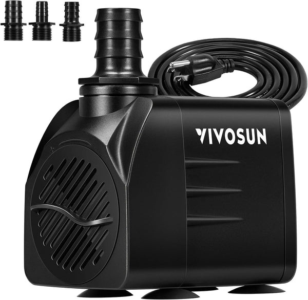 VIVOSUN 660GPH Submersible Water Pump, 2500L/H 35W aquarium pump, Ultra Quiet Fountain Pump with 8.2ft/2.5m High Lift for Fish Tank, Pond, Aquarium, Statuary, Hydroponics