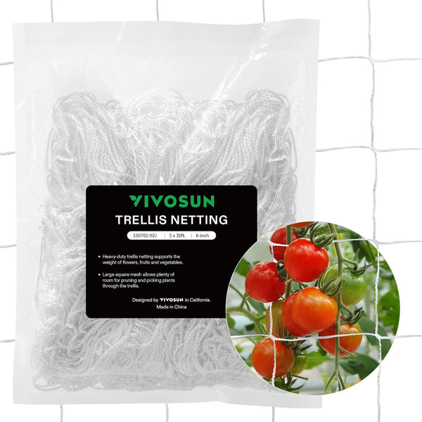 VIVOSUN Plant Trellis Netting for Climbing Plants Outdoor, 5x15 ft. 1packs Heavy-Duty Garden Trellis with 6'' Square Mesh for Cucumber, Vine, Fruits, Vegetables and Flowers