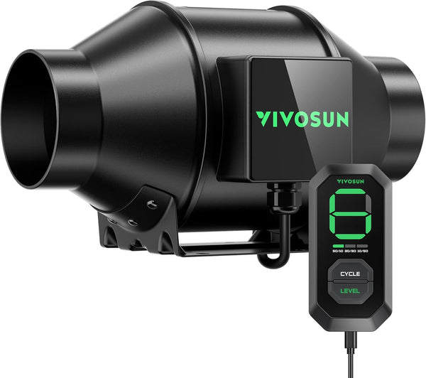 VIVOSUN AeroZesh G4 4-inch 195 CFM Inline Duct Fan with E12 Speed Controller, Entirely Programmable PWM-Controlled EC Fan for Grow Tent Ventilation