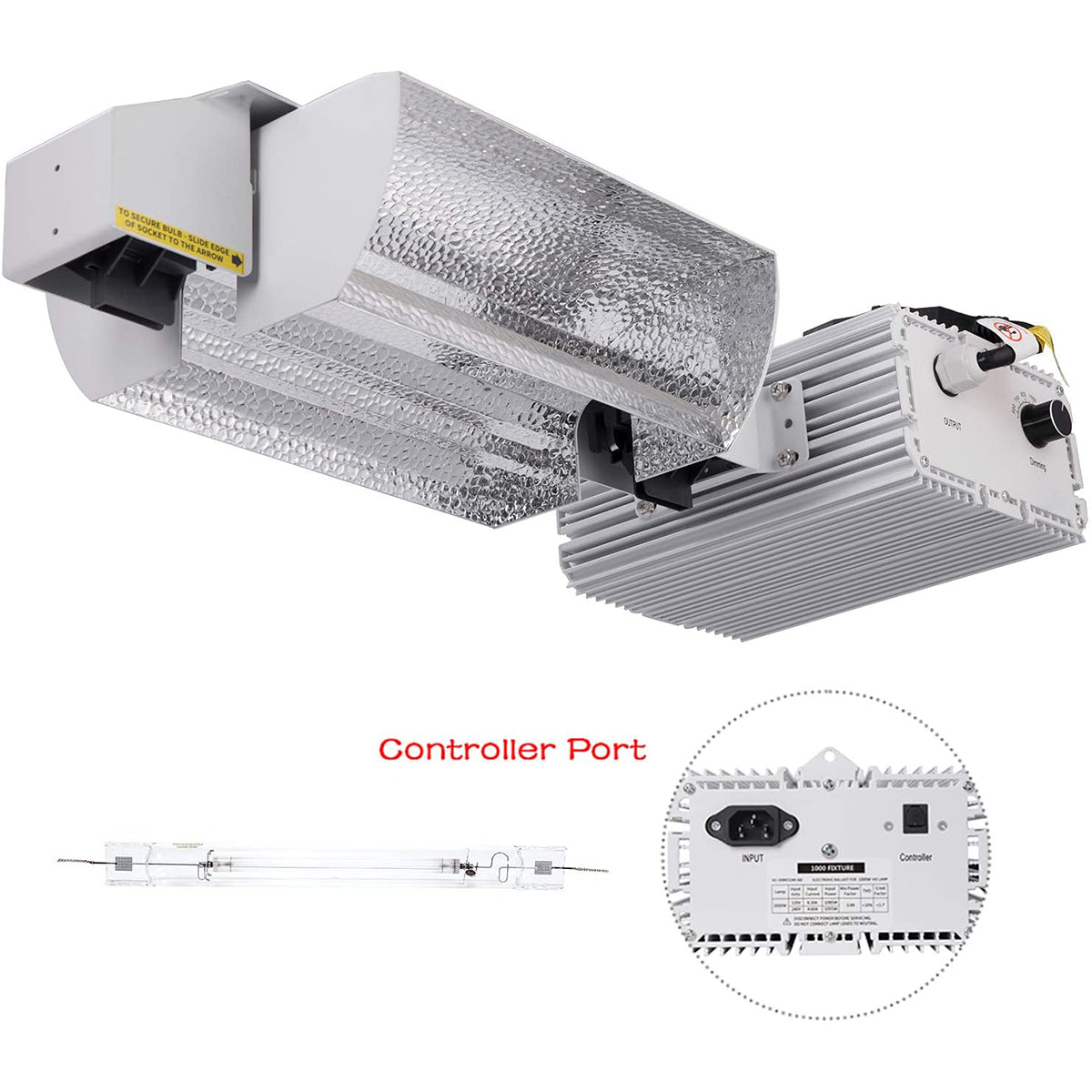 SunStream 1000 Watt DE HID Grow Light System Kit with Controller Port, Open Style Reflector with 120-240V Digital Dimmable Ballast