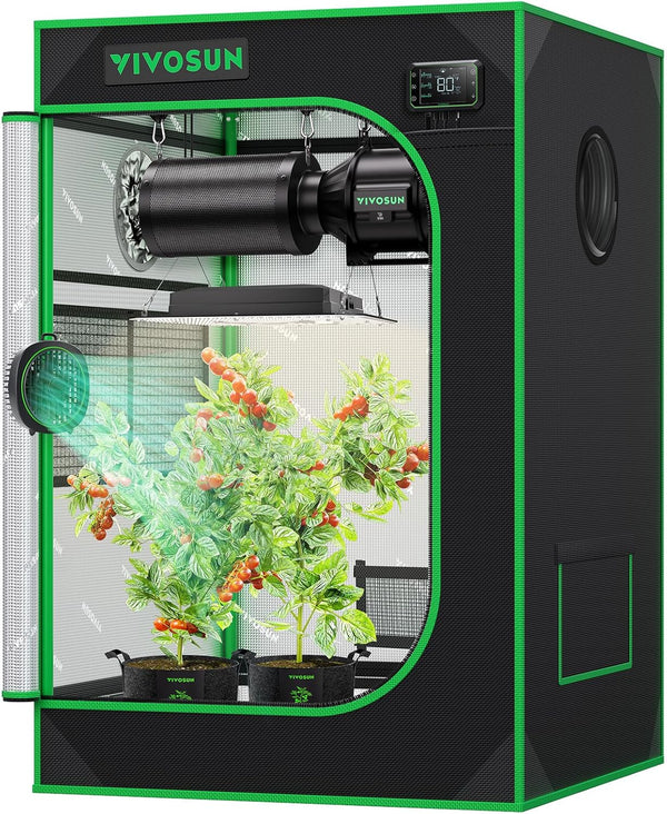 VIVOSUN S558 5x5 Grow Tent, 60"x60"x80" High Reflective Mylar with Observation Window and Floor Tray for Hydroponics Indoor Plant for VSF6450