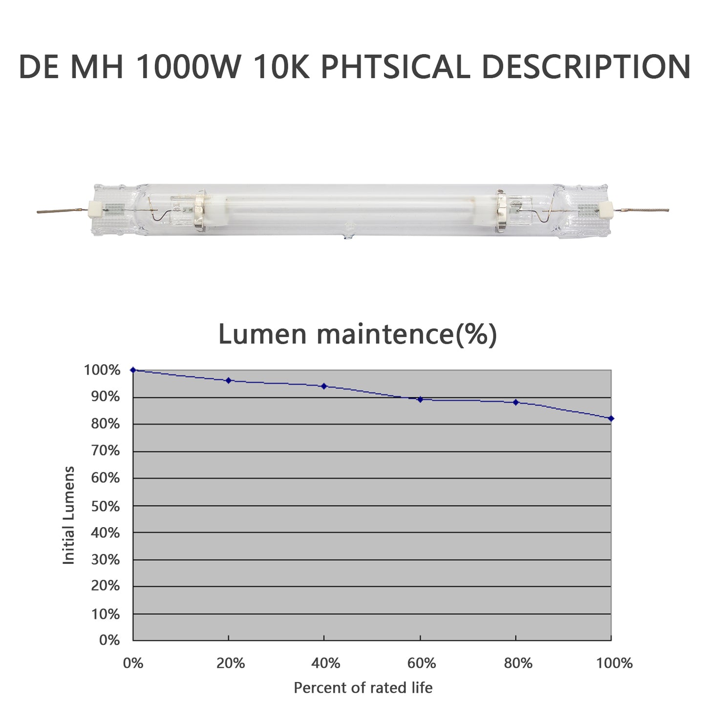 Raylux 1000W Metal Halide MH Hydroponic Grow Light Bulb DE CCT Enhanced Violet and Blue Spectrum for Vegetative Growth