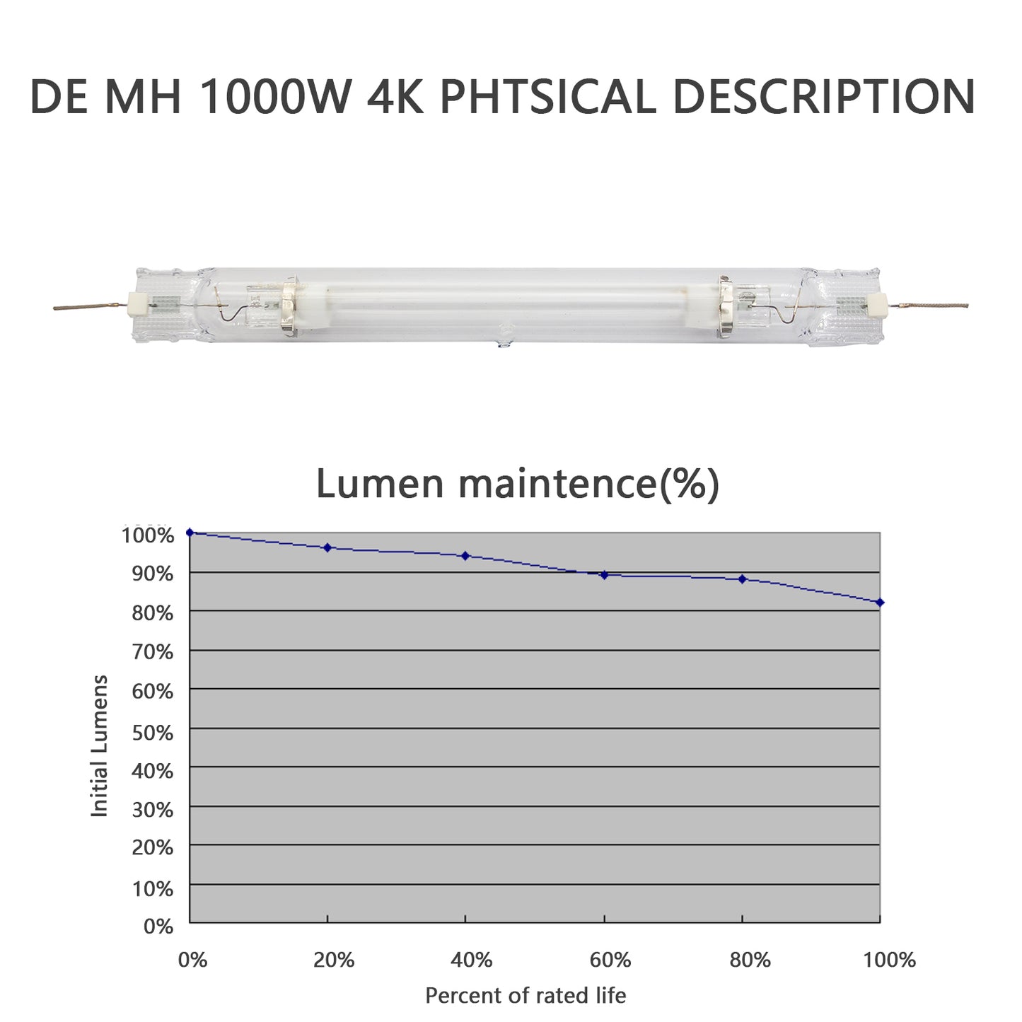 Raylux 1000W Metal Halide MH Hydroponic Grow Light Bulb DE CCT Enhanced Violet and Blue Spectrum for Vegetative Growth