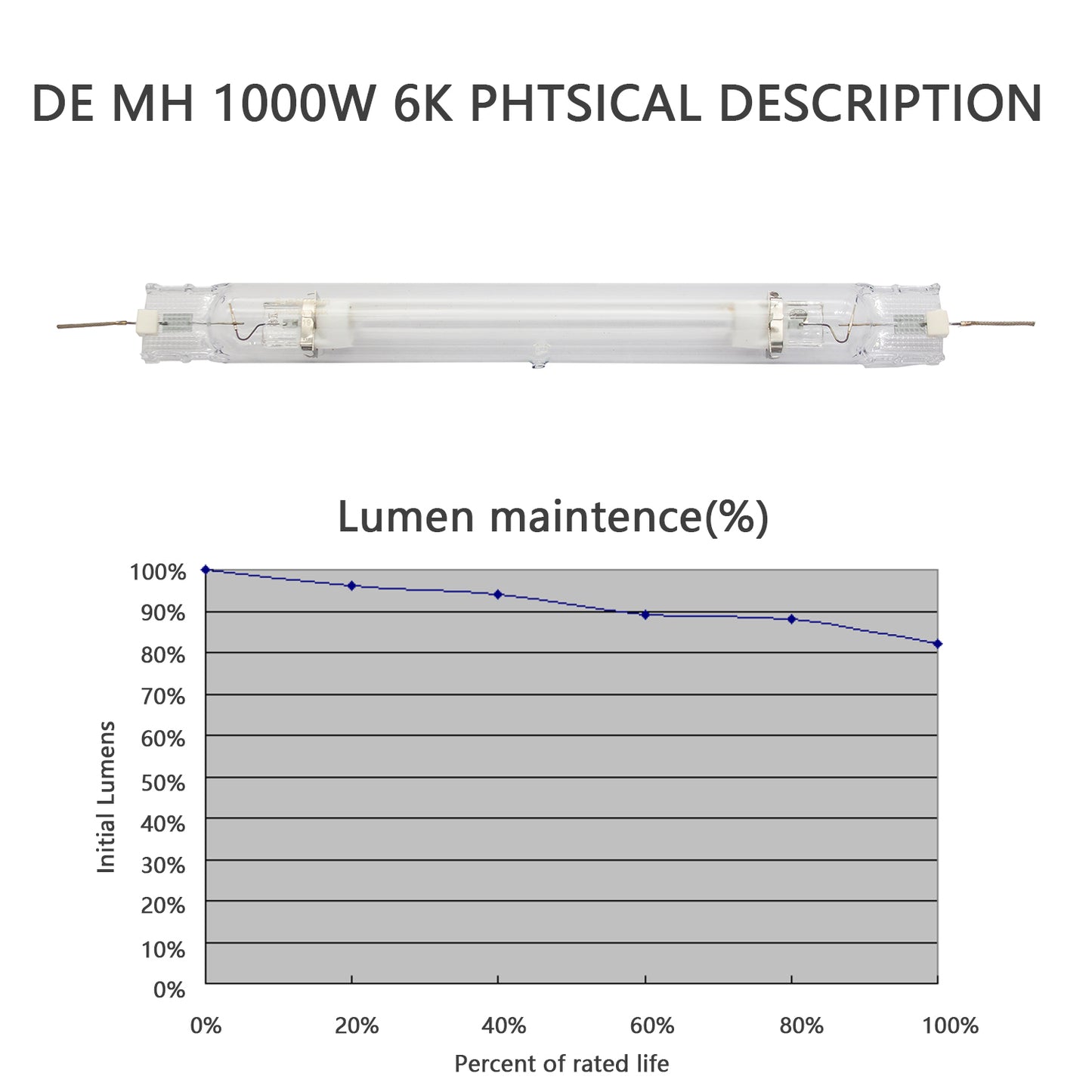 Raylux 1000W Metal Halide MH Hydroponic Grow Light Bulb DE CCT Enhanced Violet and Blue Spectrum for Vegetative Growth