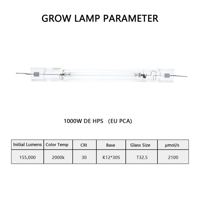 Raylux 1000w Double Ended HPS Grow Light Bulb with High PAR for Digital Ballast