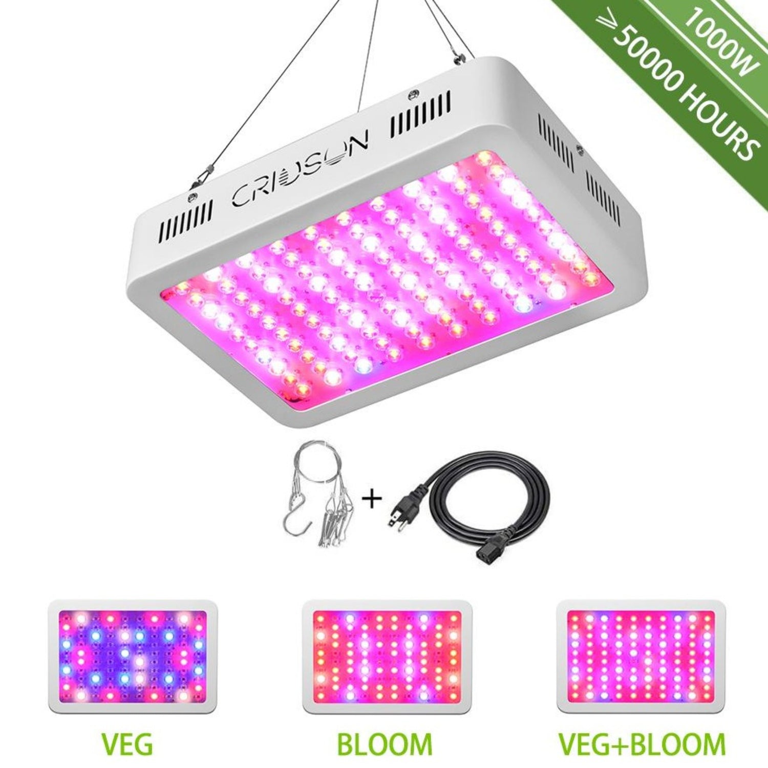 SunStream Criusun Series Optical Lens LED Grow Light 1000W Full Spectrum