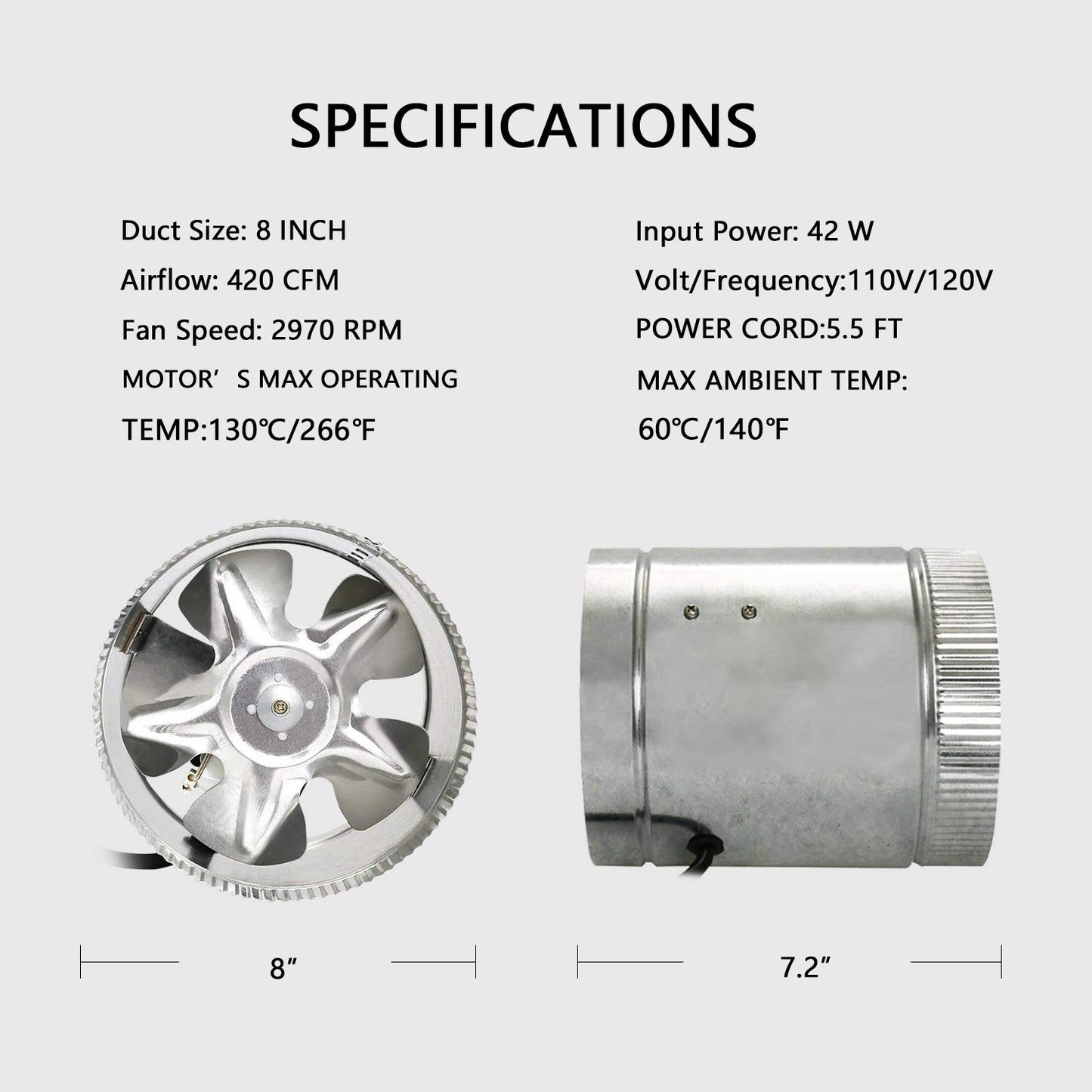 SunStream Duct Booster Fan, Extreme Low Noise