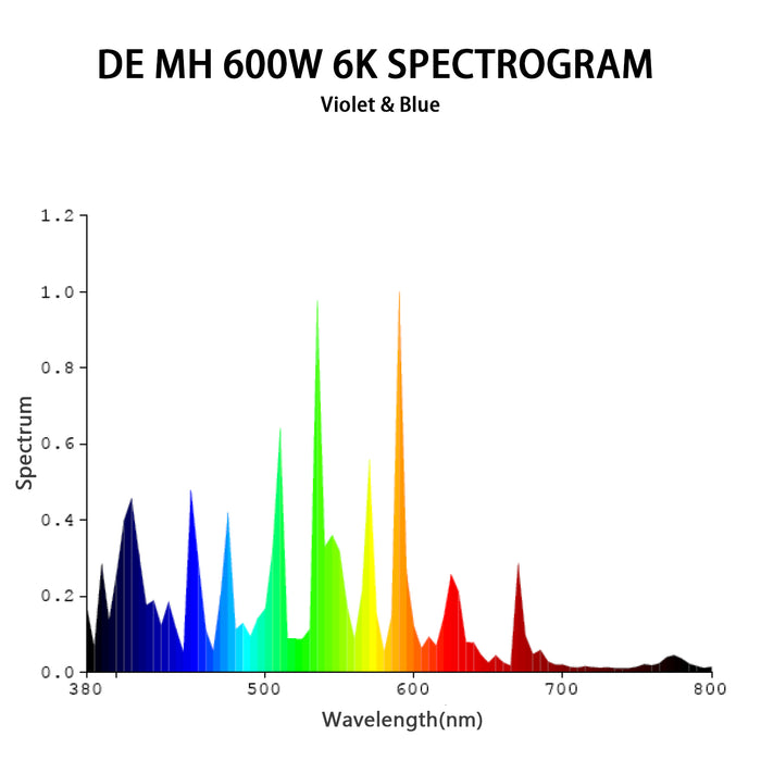 Raylux 600W Metal Halide MH Hydroponic Grow Light Bulb DE CCT 6000K Enhanced Violet and Blue Spectrum for Vegetative Growth