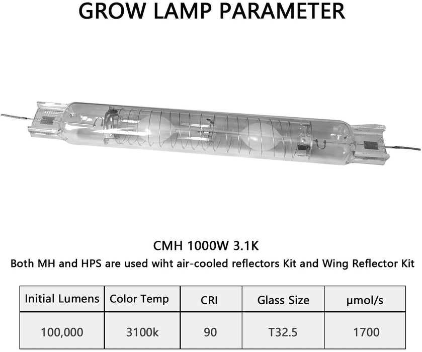 SunStream 1000 Watt CMH Ceramics Metal Halide Grow Light Lamp Bulb Superior Master Color CDM for Flowering and Fruiting CCT 3100K