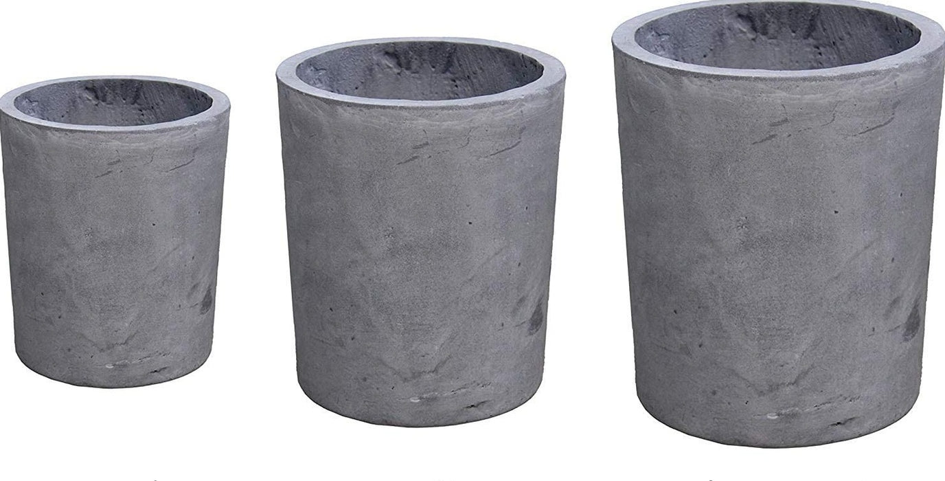 Sunstream 7-13 Inches 3 Sets New Mganeisum Flowerpot,Degradable, Light-weight, and Durable Material, Concrete Grey
