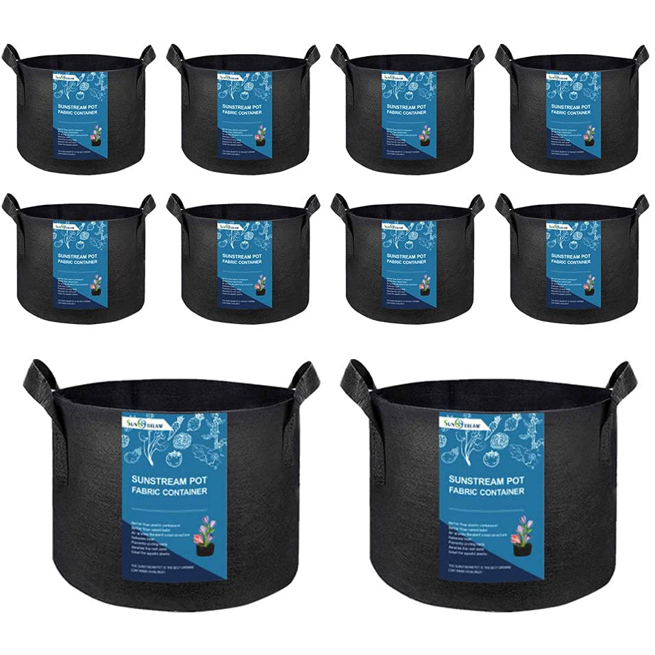 SunStream 10-Pack 3 Gallon Heavy Duty Thickened Nonwoven Fabric Pots Grow Bags with Handles uk