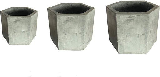 Sunstream 7-13 Inches 3 Sets New Magnesium Mud Flowerpot, Degradable, Light-weight, and Durable Material, Concrete Grey