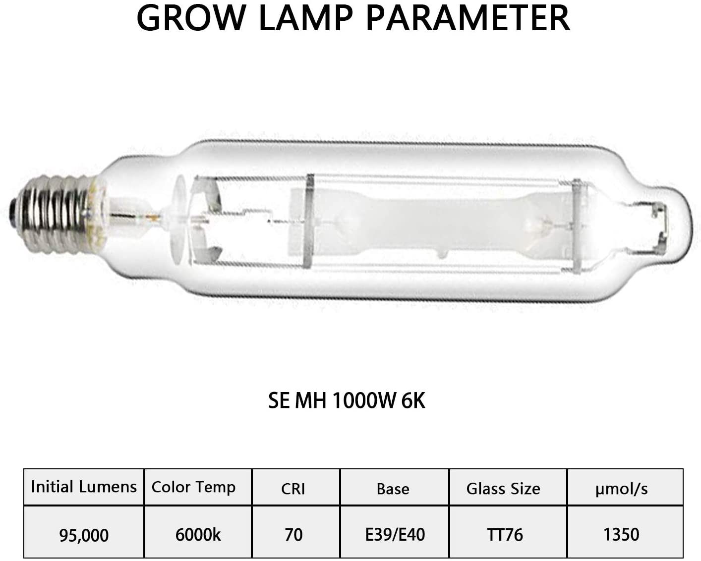 SunStream 1000w Single Ended MH Grow Light Bulb with High PAR for Digital Ballast (1000W SE MH)