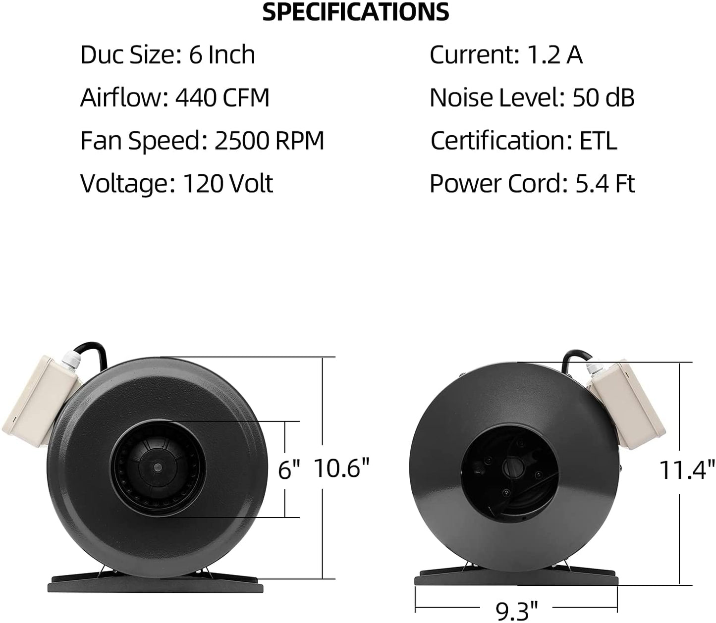 SunStream Fan/Filter/Duct Combo 6 inch with 40"x40"x80" Hydroponic Grow Tent Ventilation Kit