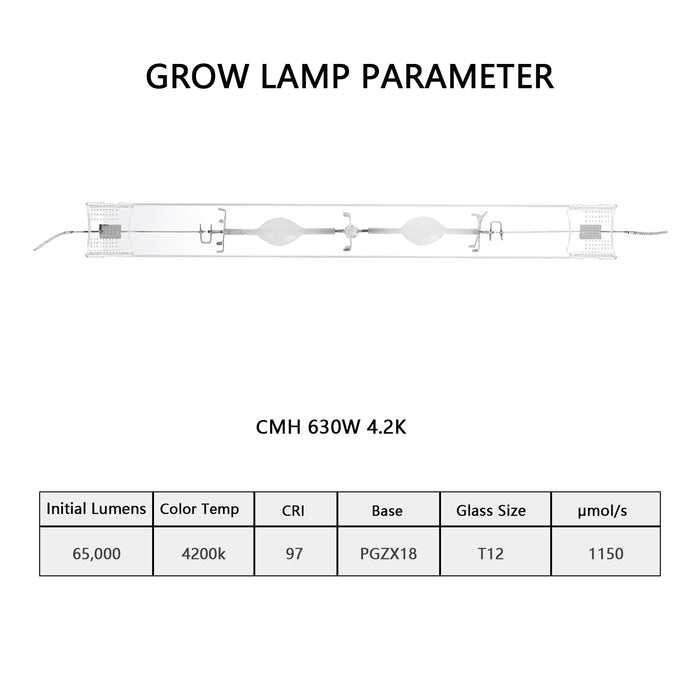Raylux 630 Watt CMH Ceramics Metal Halide Grow Light Lamp Bulb Superior Master Color CDM for Flowering and Fruiting