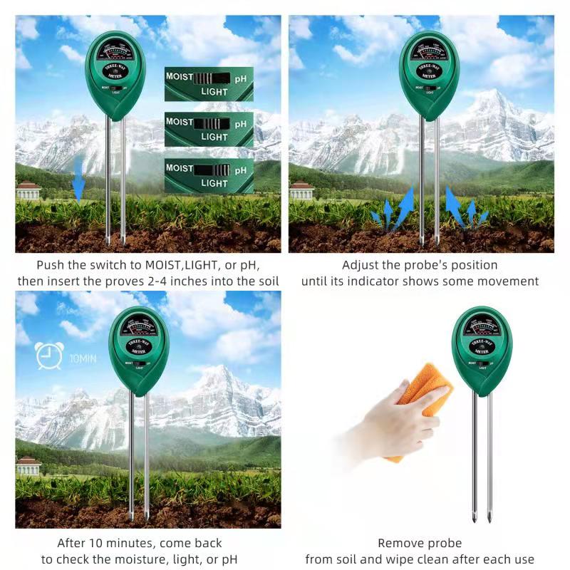 Raylux Soil Tester, 3-in-1 Plant Moisture Meter Light and PH Tester for Home, Garden, Lawn, Farm, Indoor and Outdoor Use