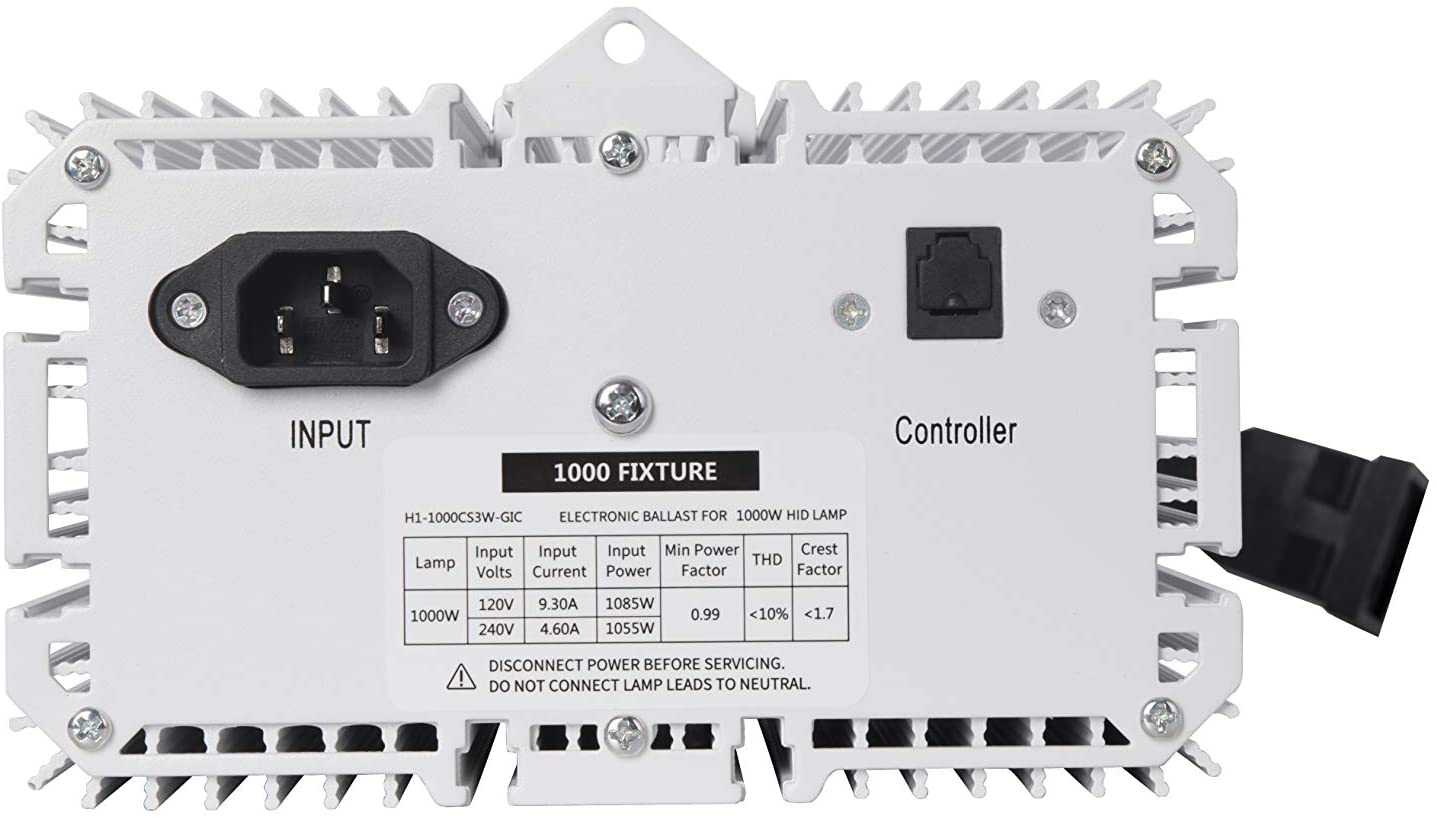 SunStream 1000 Watt DE HID Grow Light System Kit with Controller Port, No Bulb, Closed Style Reflector with 120-240V Digital Dimmable Ballast