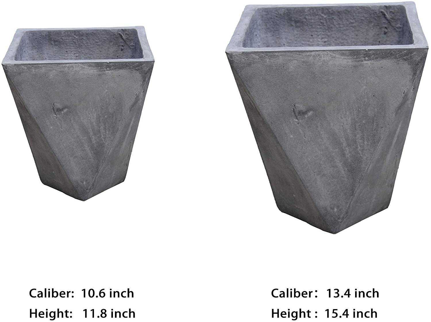 SunStream 10-13 Inches 2 Sets New Magnesium Mud Flowerpots, Degradable, Light-weight, Concrete Grey