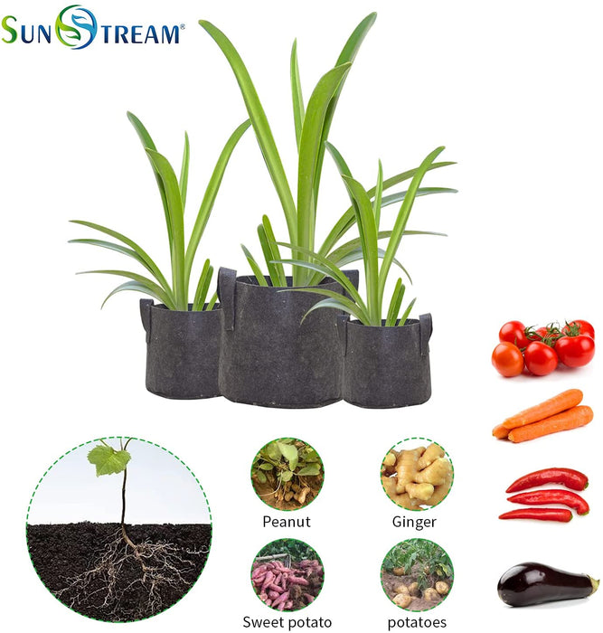 SunStream 10-Pack Heavy Duty Thickened Nonwoven Fabric Pots Grow Bags with Handles