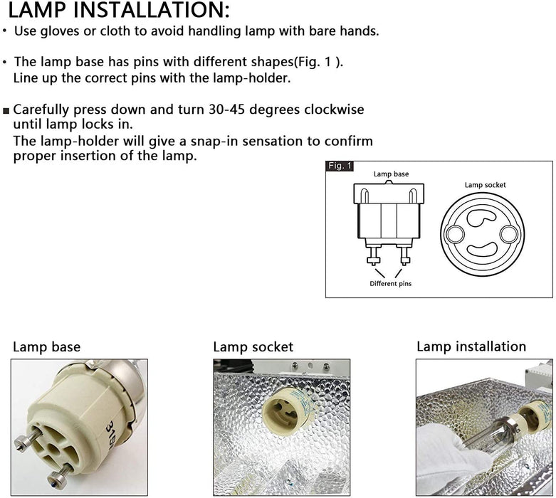 SunStream CMH 315W Ceramic Metal Halide Grow Light Fixture, ETL Listed, High-Reflectivity Vega Aluminum Hood, 120/240V Ballast