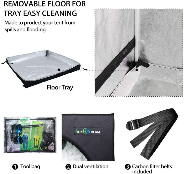 SunStream Fan/Filter/Duct Combo 4 inch with 24"x24"x48" Hydroponic Grow Tent Ventilation Kit