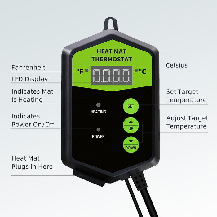 Raylux Digital Seedling Heat Mat Thermostat Controller 40-108℉