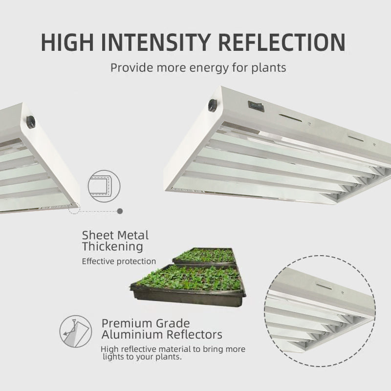 SunStream 6500K 2FT T5 HO Fluorescent Grow Light Fixture for Indoor Plants, UL Listed High Output Fluorescent Tubes,  4 Lamps