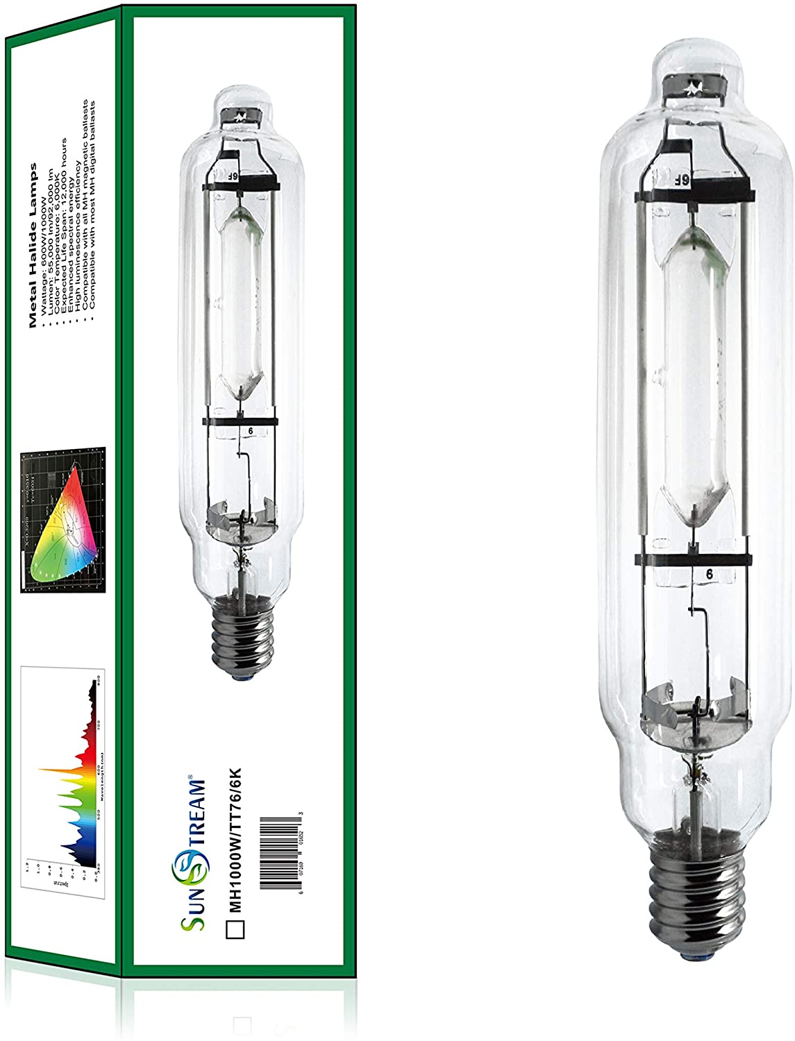 SunStream 1000w Single Ended MH Grow Light Bulb with High PAR for Digital Ballast (1000W SE MH)