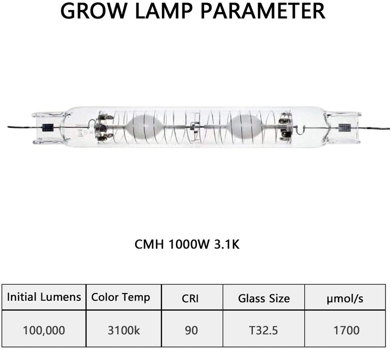SunStream 1000 Watt CMH Ceramic Metal Halide Growing Light Kit ETL Listed, 120/240V Dimmable Balalst, Explosion Proof Grow Lamp Bulb