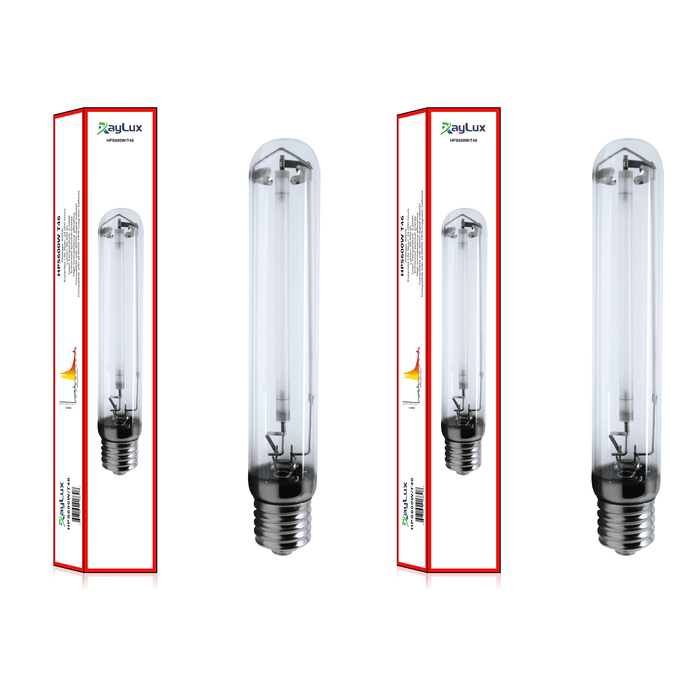 Raylux 2-Pack 600 Watt HPS Grow Light Bulb Lamp - High PAR Enhanced Red and Orange Spectrums CCT 2100K, Ultra Bright 90,000 Lumens