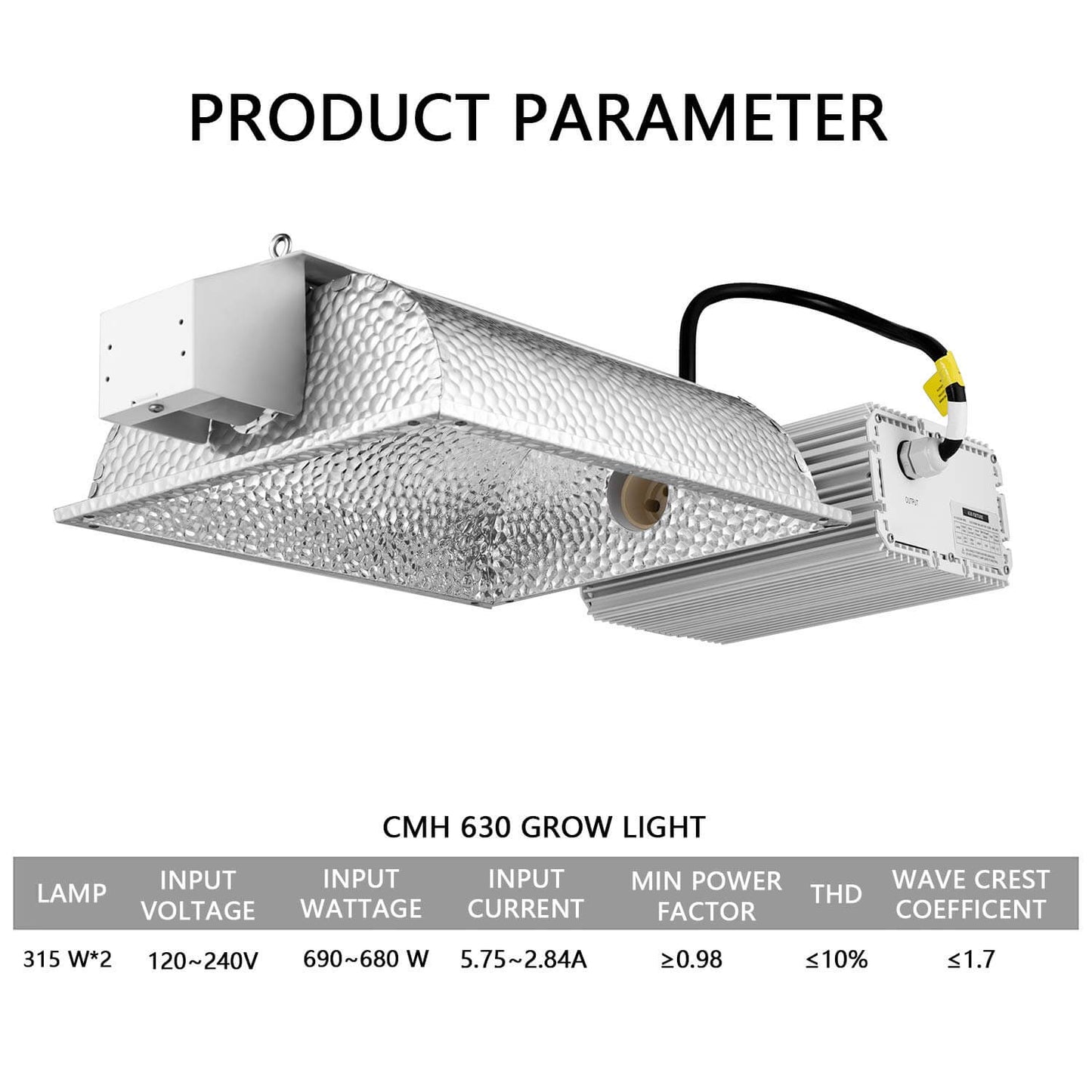 SunStream 630W Double Bulb CMH Grow Light System Include Bulb